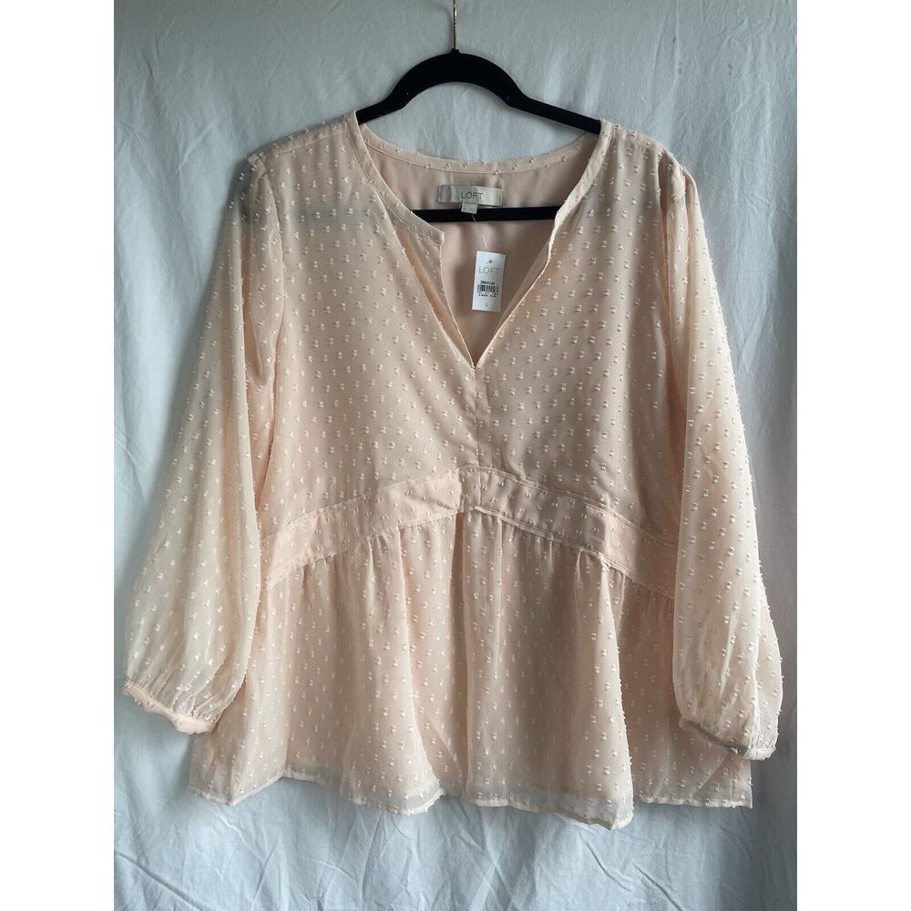 NWT - Loft Baby Pink Peplum Top Size Large